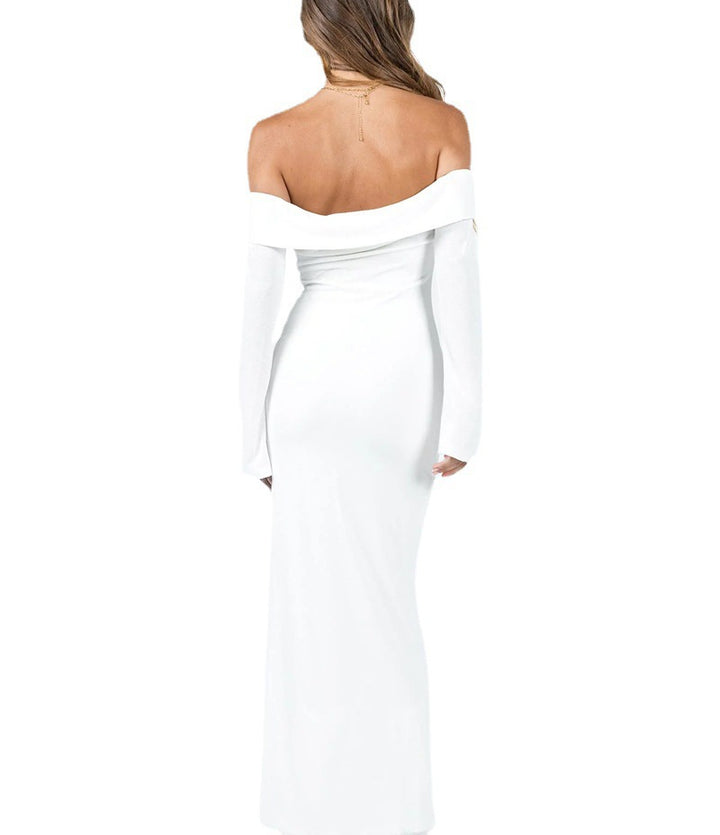 Dame Off-Shoulder Maxikjole med tætsiddende snit Stilla