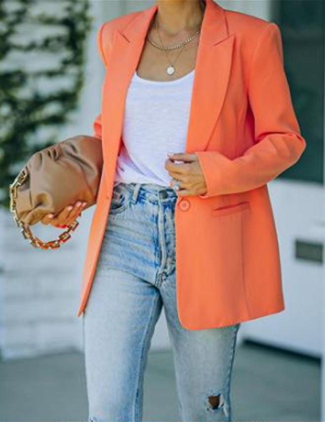 Dame Elegant Oversized Blazer med Struktureret Snit og Lette Detaljer Skovae