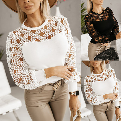 Dame Spids Ærme Bomulds Sweater Stilla