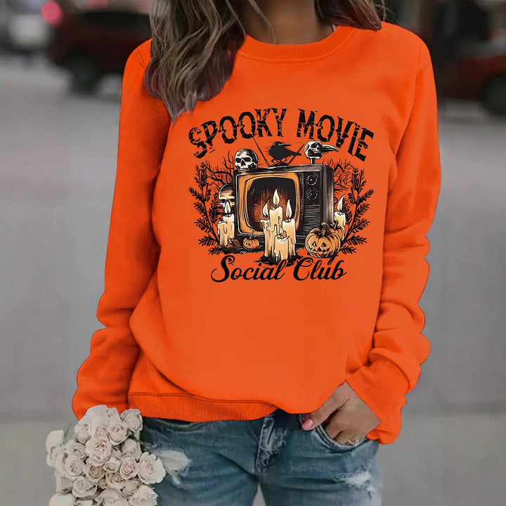 Dame sweatshirt med skræmmende film motiv og afslappet skæring Stilla
