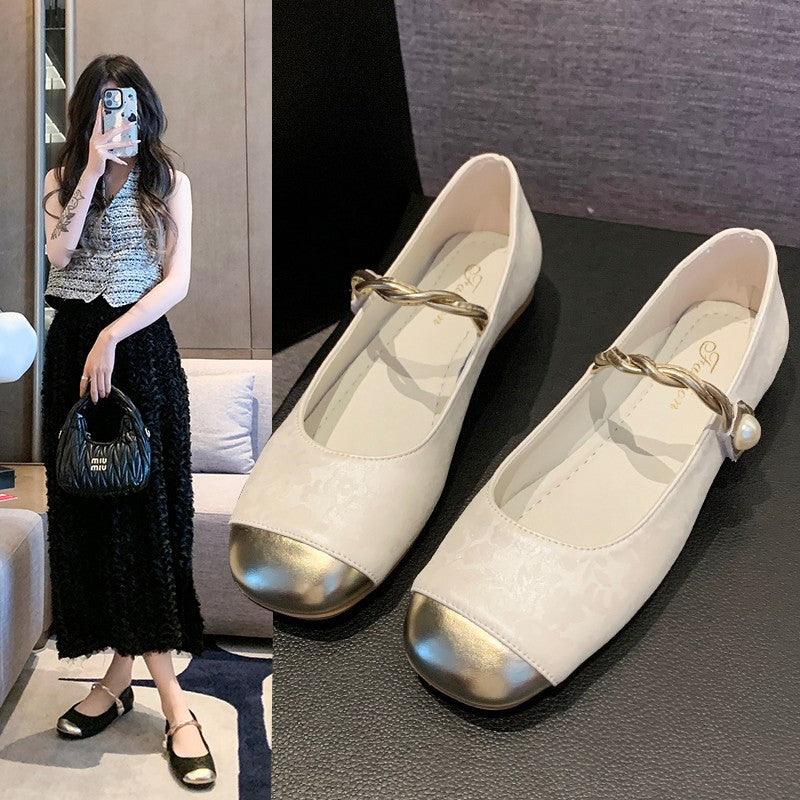 Dame Elegante Floral Mønstret Mary Jane Ballerinas med Dekorativ Rem Stilla