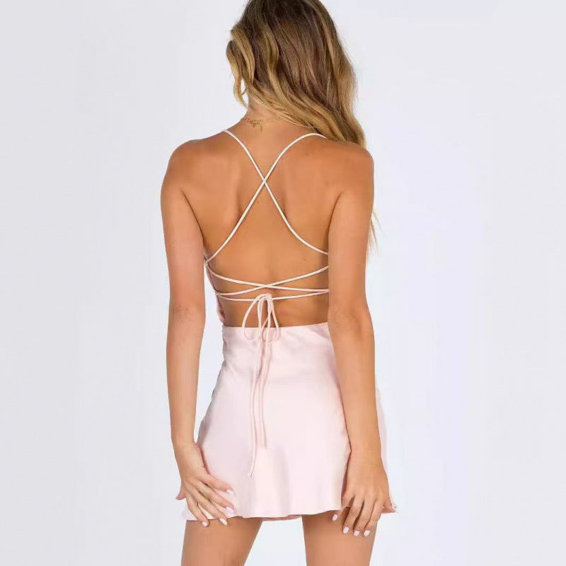 Dame Satin Slip Mini Kjole Stilla