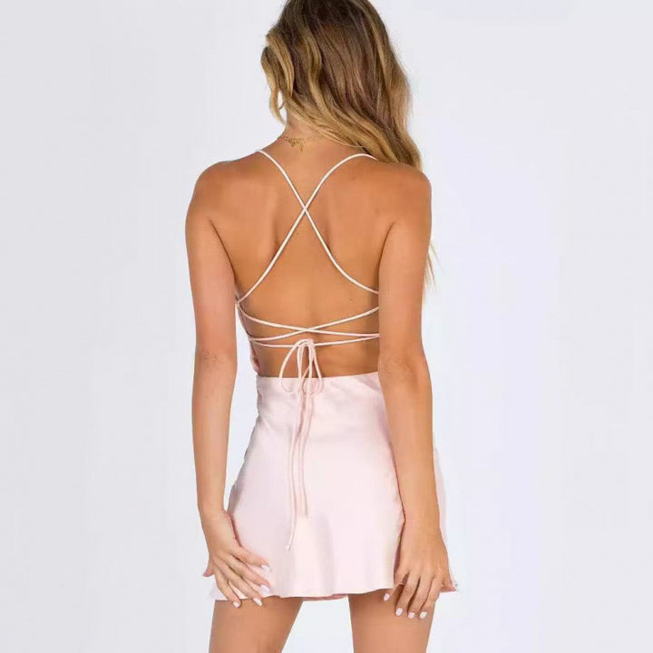 Dame Satin Slip Mini Kjole Stilla