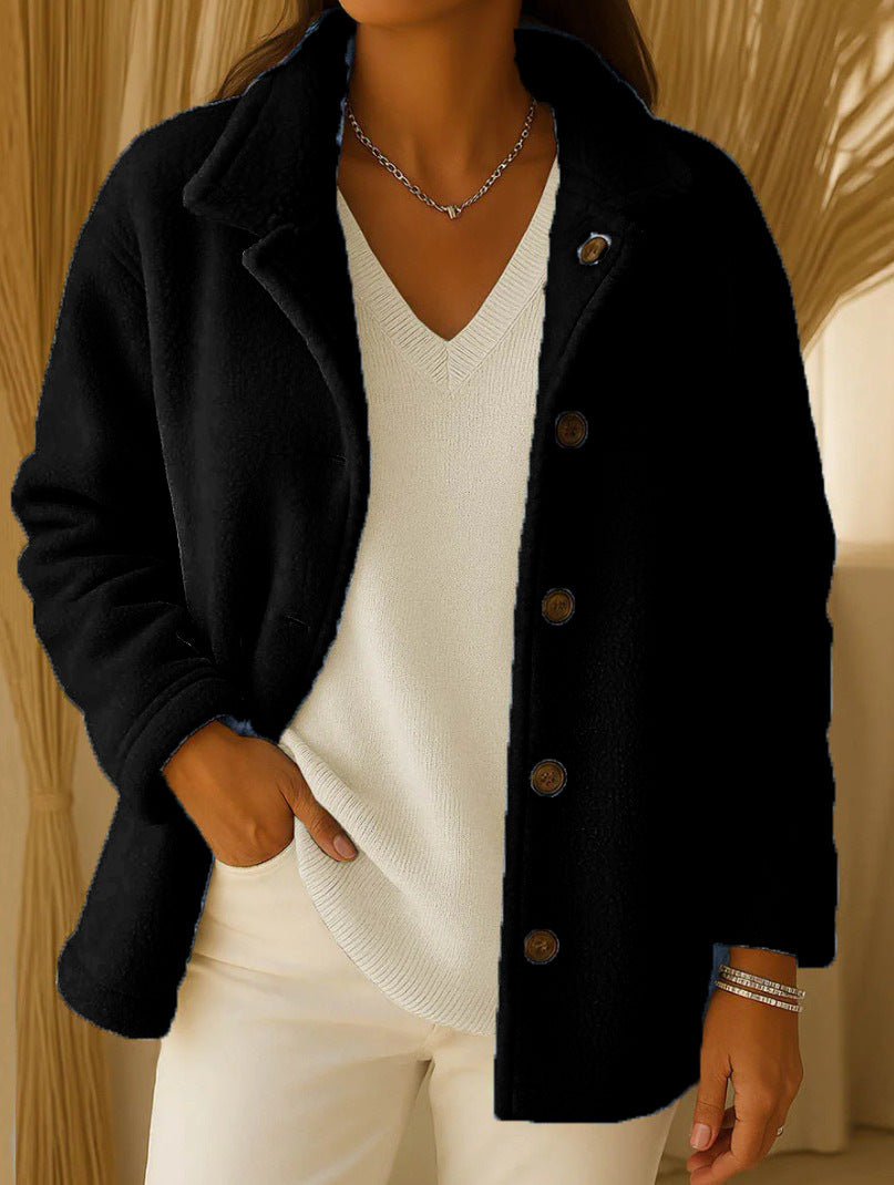Kvinder Fleece Jakke med Knap Detaljer Stilla