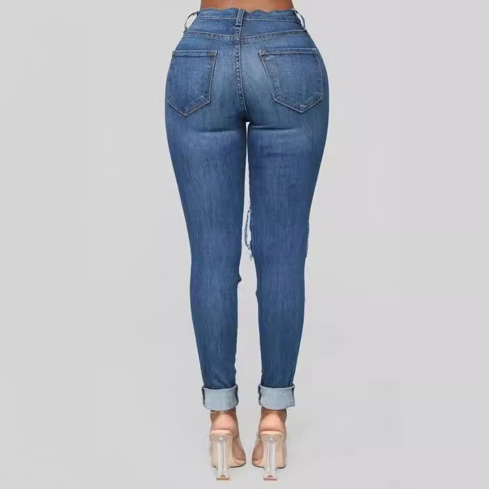 Dame Ripped Jeans med høj talje Stilla
