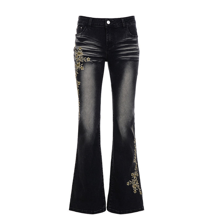 Dame Flared Jeans med elegant blomsterbroderi Skovae