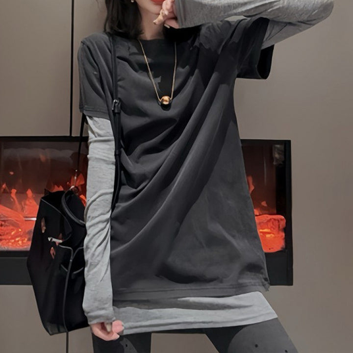 Femme Lagdelt Lange Ærmer Oversized Top Stilla