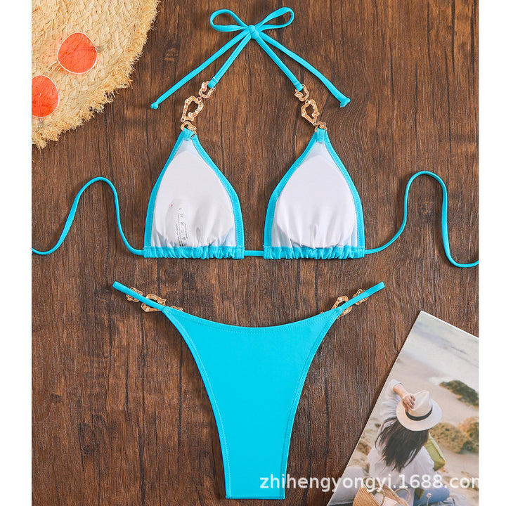 Dame Triangel-Bikini med glitrende vedhæng Skovae