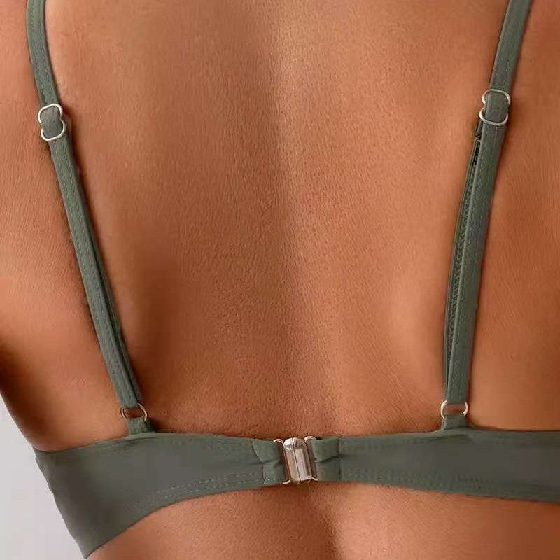 Damer Højtaljet Bikini-sæt med elegant Indpakningsdesign Skovae