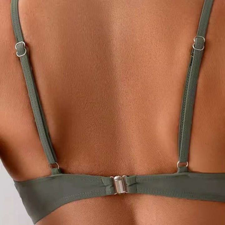 Damer Højtaljet Bikini-sæt med elegant Indpakningsdesign Skovae