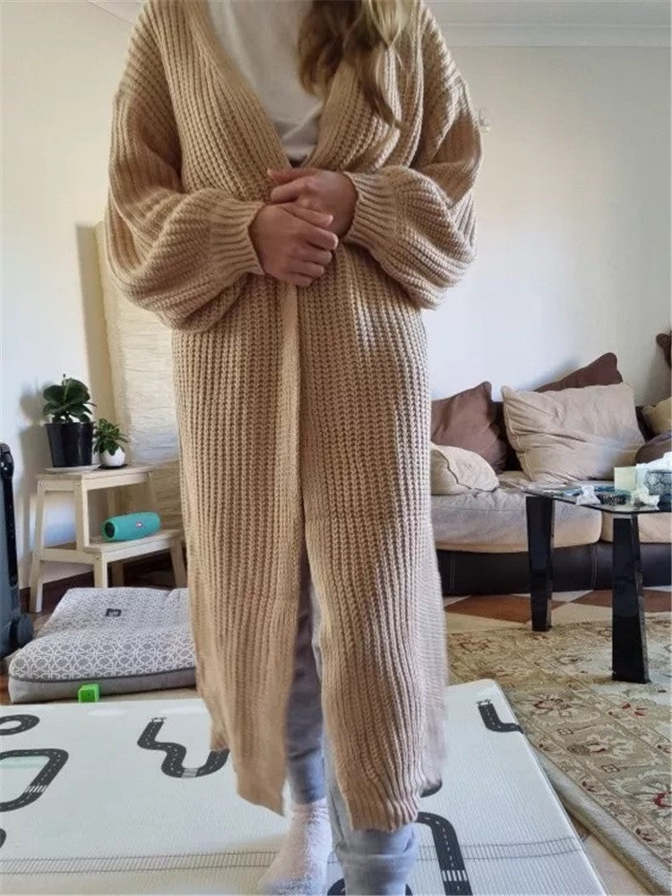 Stilla | Strikjakke Størrelse Oversize Pasform Uldstrik Åben Front Lang Model Struktureret Design
