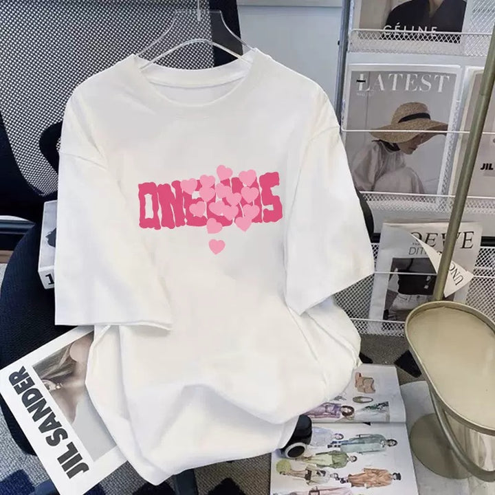 Dame Grafik T-shirt med kreativt hjerte-design Stilla