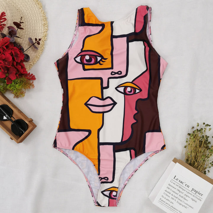 Dame heldragt badedragt med moderne, kunstnerisk design Stilla