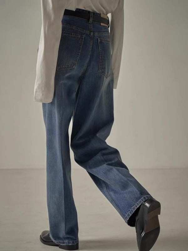 Dame bredskårne jeans med høj talje og elegant taljehåndværk Stilla