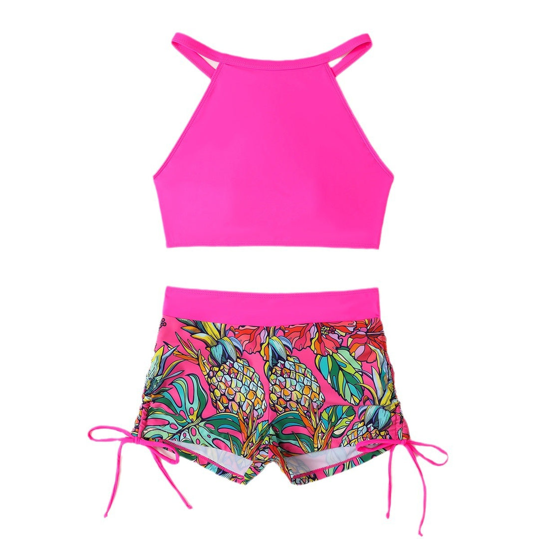 Dame Sporty bikini-sæt med farverigt blomstermønster og afslappet top Stilla