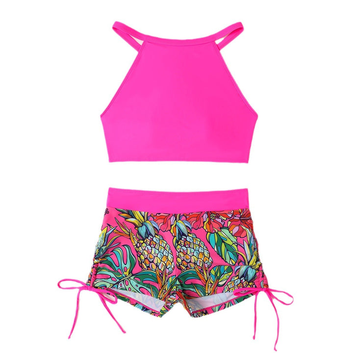 Dame Sporty bikini-sæt med farverigt blomstermønster og afslappet top Stilla