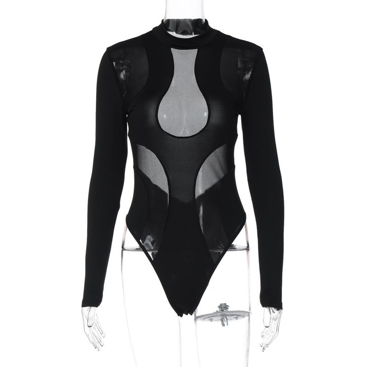 Dame gulvlange bodysuit med transparente indsatser og moderne snit Stilla