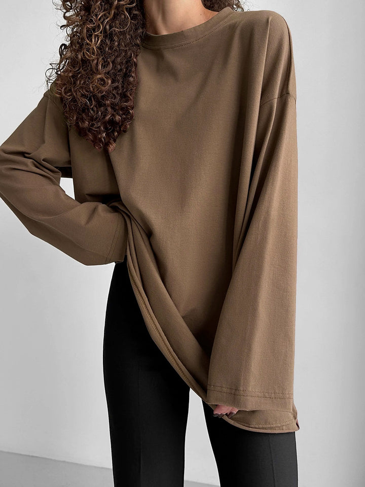 Dame Oversize Langærmet T-shirt med høj krave Stilla