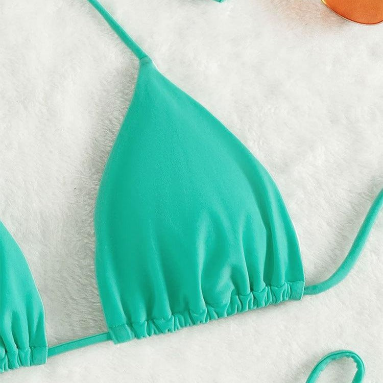 Dame Triangel-Bikini med justerbare snøre detaljer og elastisk talje Skovae