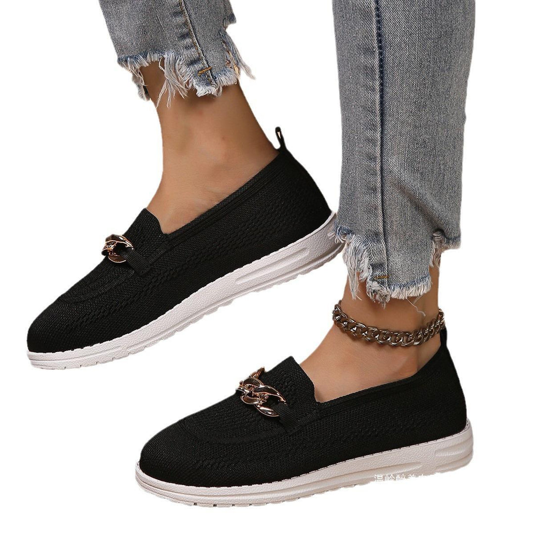 Dame Slip-On Sneakers med elegant kæde-detalje og åndbart overmateriale Stilla