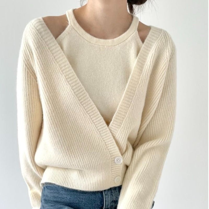 Kvinder cropped cardigan med dyb V-hals og knapdetaljer Stilla