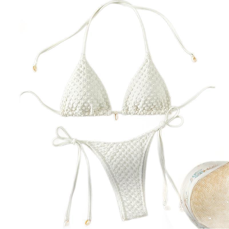 Dame triangel-bikini med elastisk design og raffinerede bindebånd Skovae