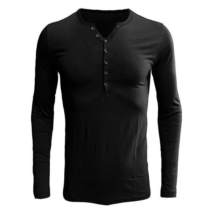 Herrer Langærmet Henley-Shirt i blød jersey med moderigtigt knapdesign Stilla