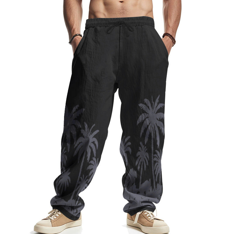 Herre casual joggingbukser med palmemotiv og elastisk talje Stilla