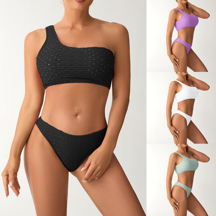 Damer Ensidet Bandeau-Bikini med struktureret overflade Skovae