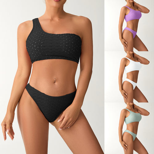 Damer Ensidet Bandeau-Bikini med struktureret overflade Skovae