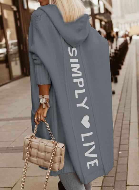 Kvinders Oversized Hoodie-Cardigan med Sideskrift Stilla