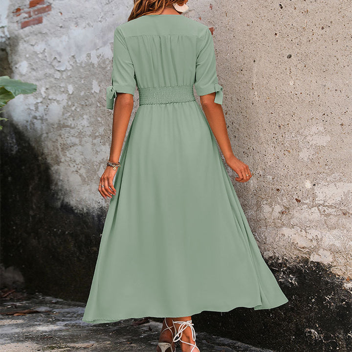 Dame Lange Button-Up Maxi-Kjole med justerbar talje Stilla