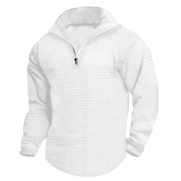 Herrer nan quilted thermo-halfzip med vaffelmønster, børstet foring og afrundet kant Skovae