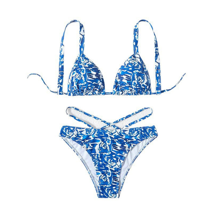 Dame Triangel-Bikini-Sæt med justerbare stropper og stilfuld mønstermiks Skovae