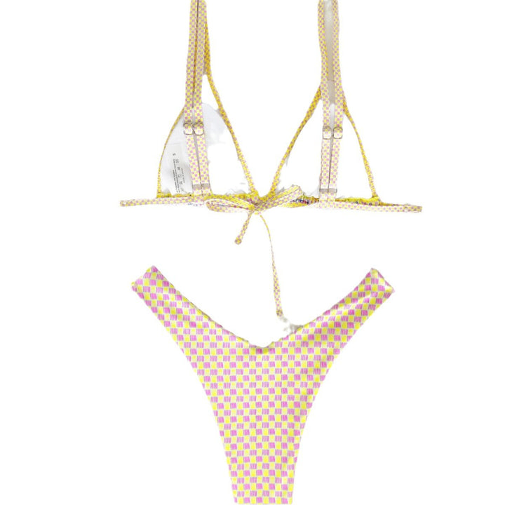 Dame Triangel-Bikini med farverigt patchwork-mønster Skovae