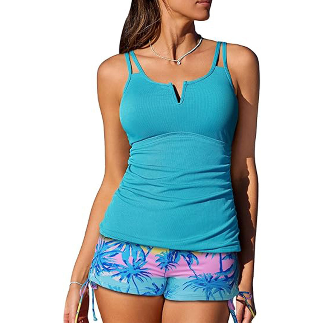 Dame nan figurformende Tankini-top med formende underbånd og V-udskæring Skovae