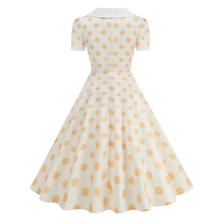 Dame Retro Maxikjole med Krave og Dots Skovae