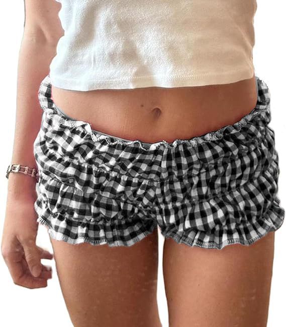 Dame Luftige Shorts med Gingham-Mønster Skovae
