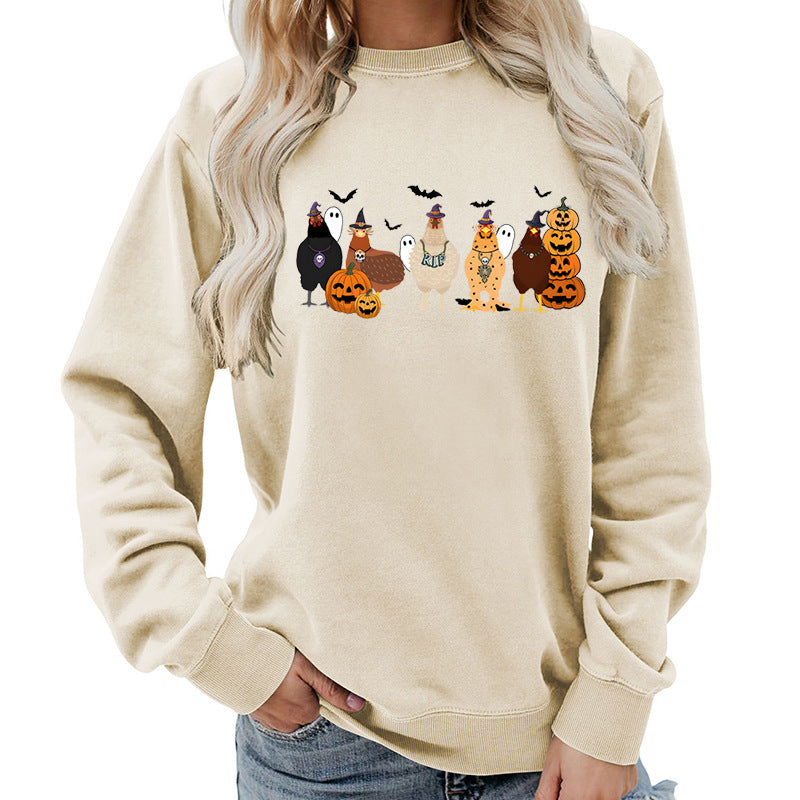 Dame sweatshirt med muntert Halloween-motiv Stilla