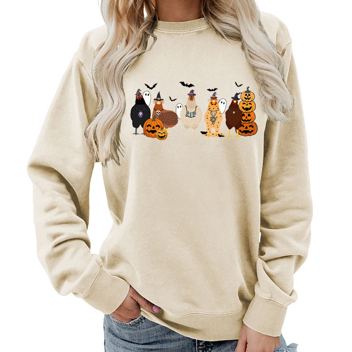 Dame sweatshirt med muntert Halloween-motiv Stilla