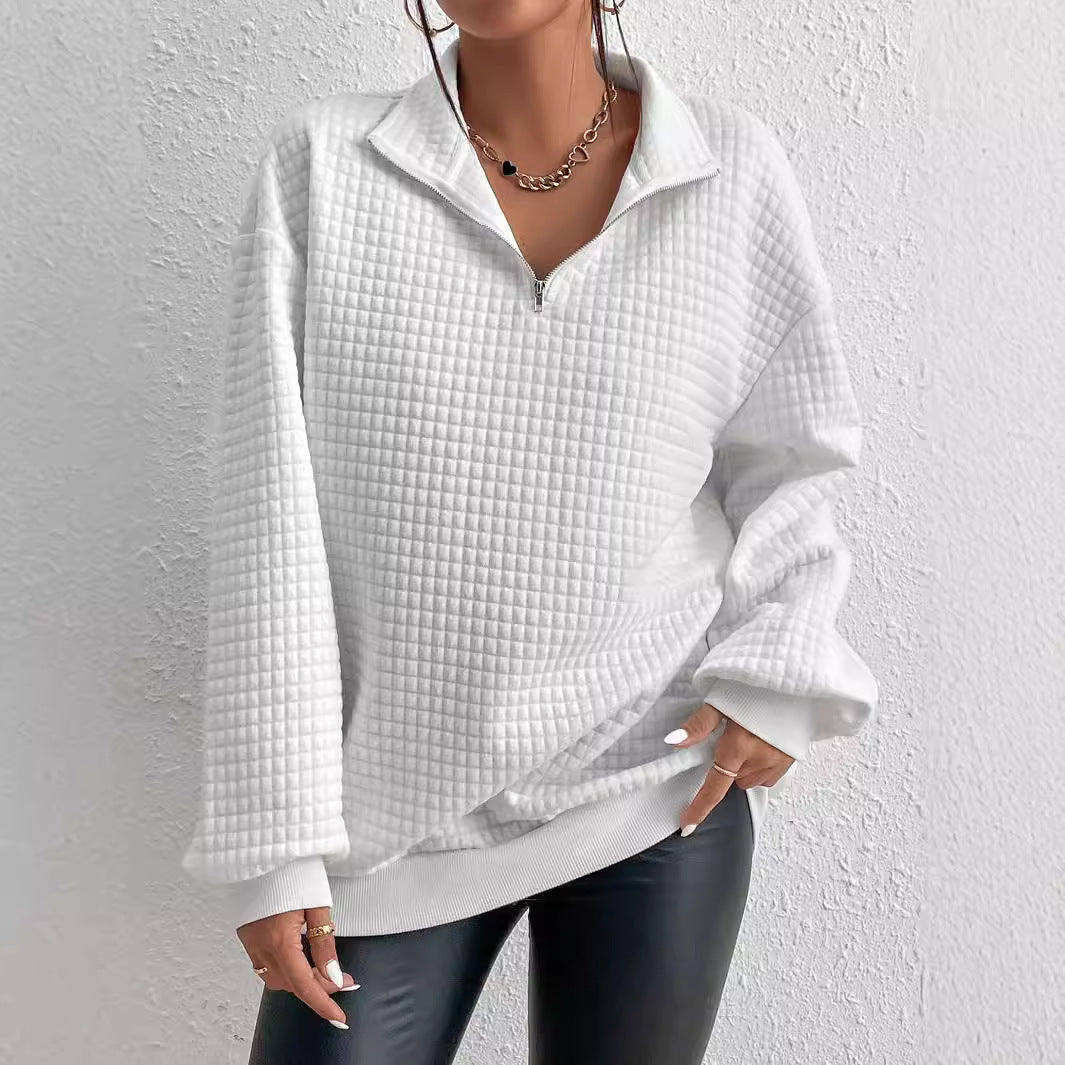 Dame Oversized Sweatshirt med høj opkravet krave og struktureret design Stilla