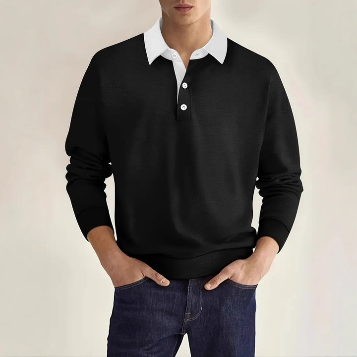 Herre Poloshirt med moderne krave og struktureret overflade Stilla