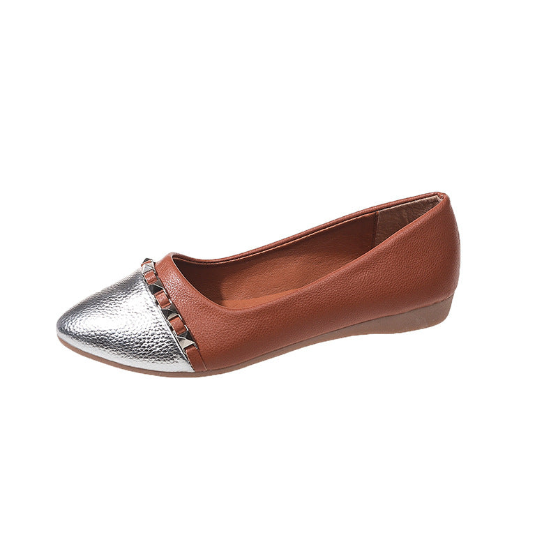 Dame elegante ballerinaer med modisk glimmer-Accent og kontrasterende materiale Stilla