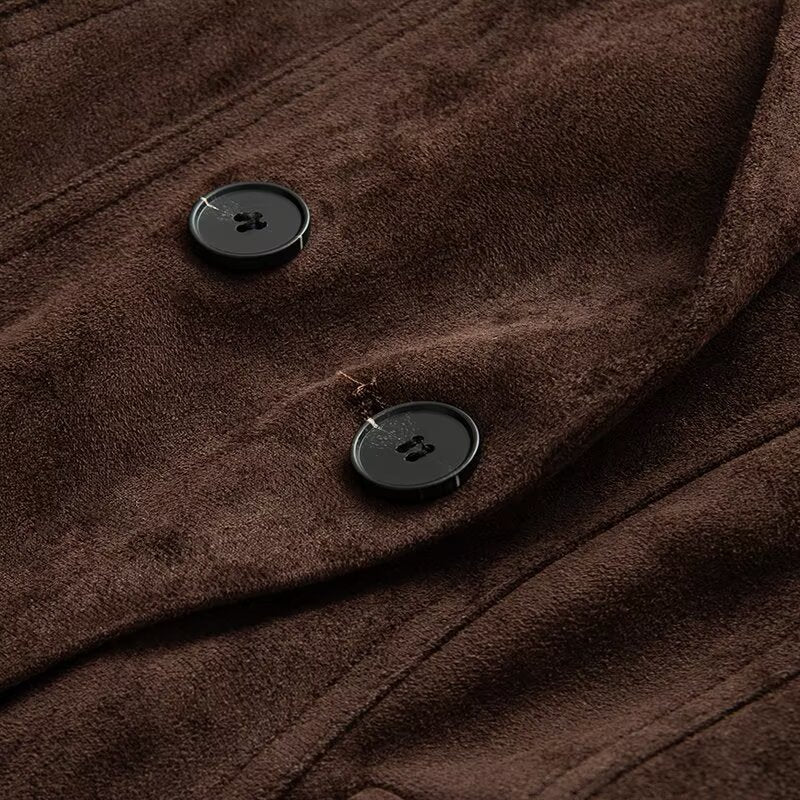 Damerne fashionable dobbeltradet blazerjakke i elegant suede look Stilla