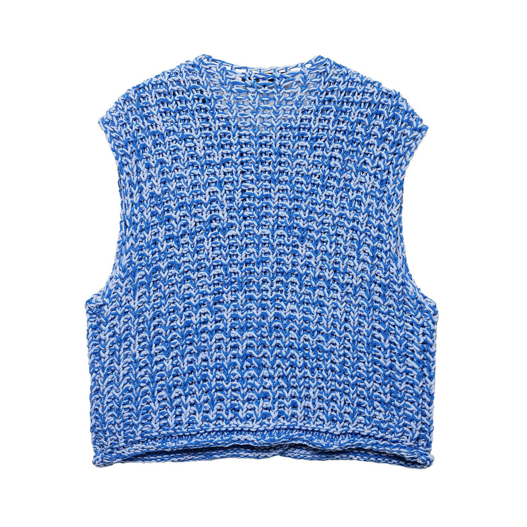 Dame tekstureret strik oversized vest med knap-front Stilla