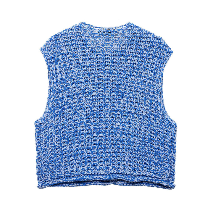 Dame tekstureret strik oversized vest med knap-front Stilla