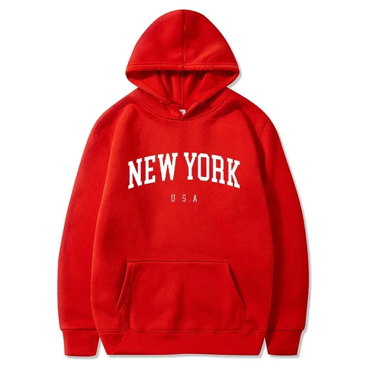 Kvinders hættetrøje med fashionable New York print og komfortabel pasform Skovae