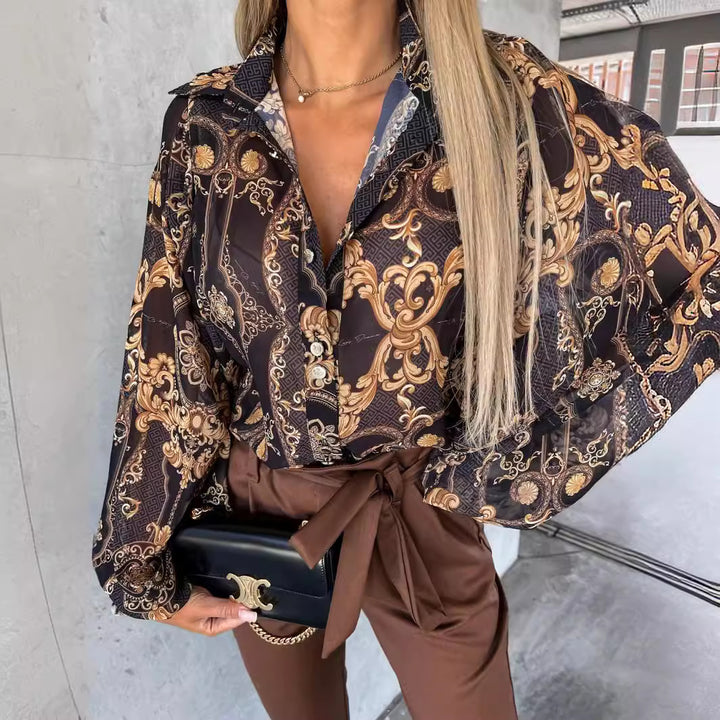 Dame Flydende Blomster Knapløs Bluse Stilla