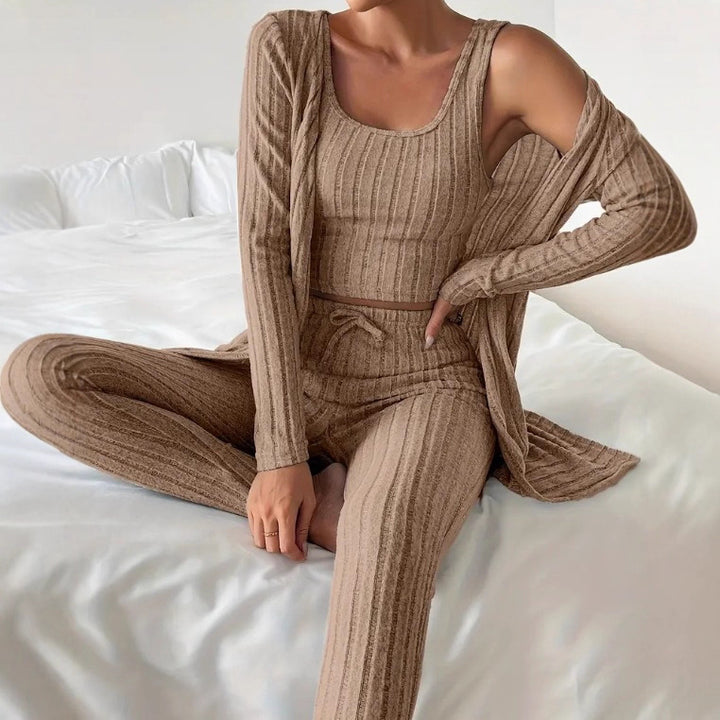 Dame Komfortabel Strik-Loungewear-Sæt Stilla