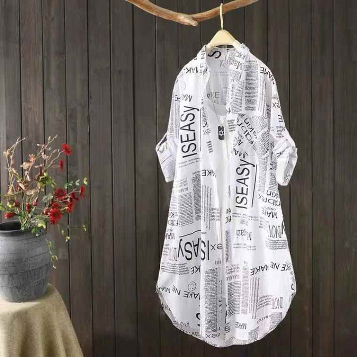 Dame Lettrykt Kimono Jakke Stilla